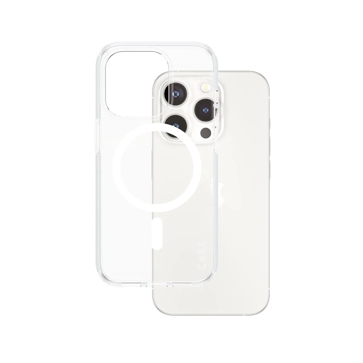 CARE by PanzerGlass? Urban Combat Case Transparent w. White MagSafe iPhone 15 Pro Bold Look
