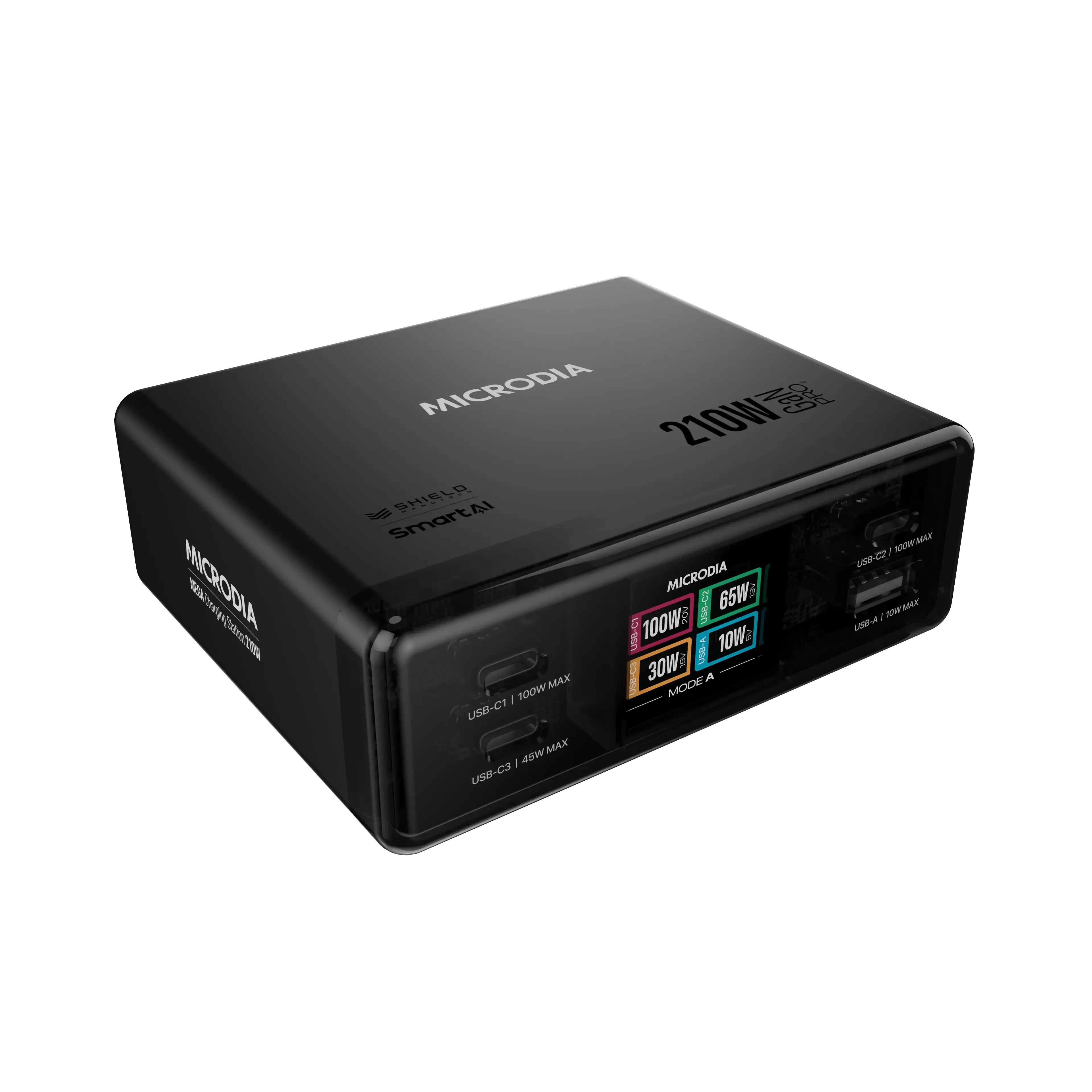 MEGACharge210 Charging Station 210W DESKTOP CHARGER, 4-PORT, USB-C PD & USB-A Smooth Look