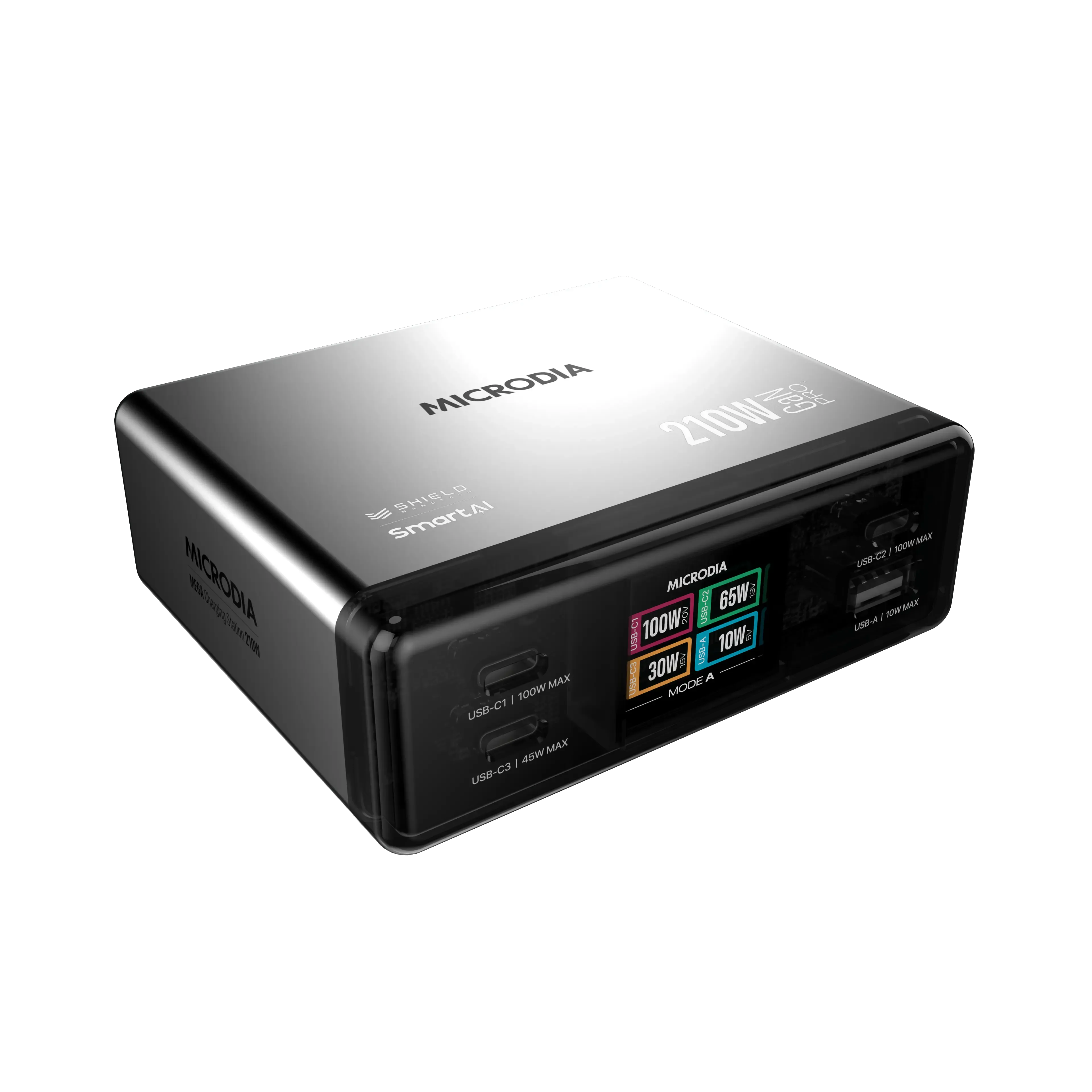 Soft Shield MEGACharge210 Charging Station 210W DESKTOP CHARGER, 4-PORT, USB-C PD & USB-A