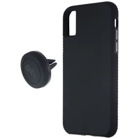 Luxury Surface Layer Case-Mate Tough Hard Case   Magnetic Car Mount for Apple iPhone Xs/X - Black
