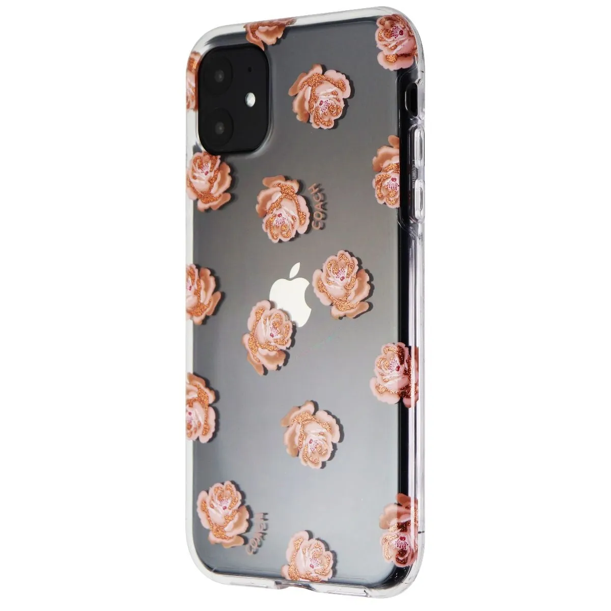 Marble Pattern Coach Protective Case for Apple iPhone 11 - Dreamy Peony Clear/Pink/Glitter