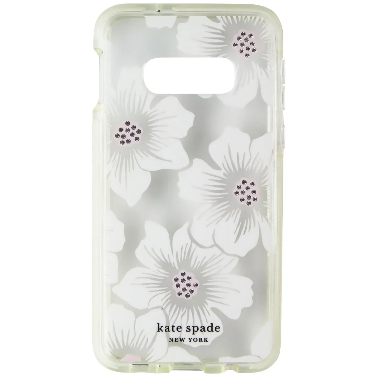 Luxury Texture Design Stylish Form Kate Spade Defensive Hard Case for Galaxy S10e - Hollyhock Floral / Clear Cream