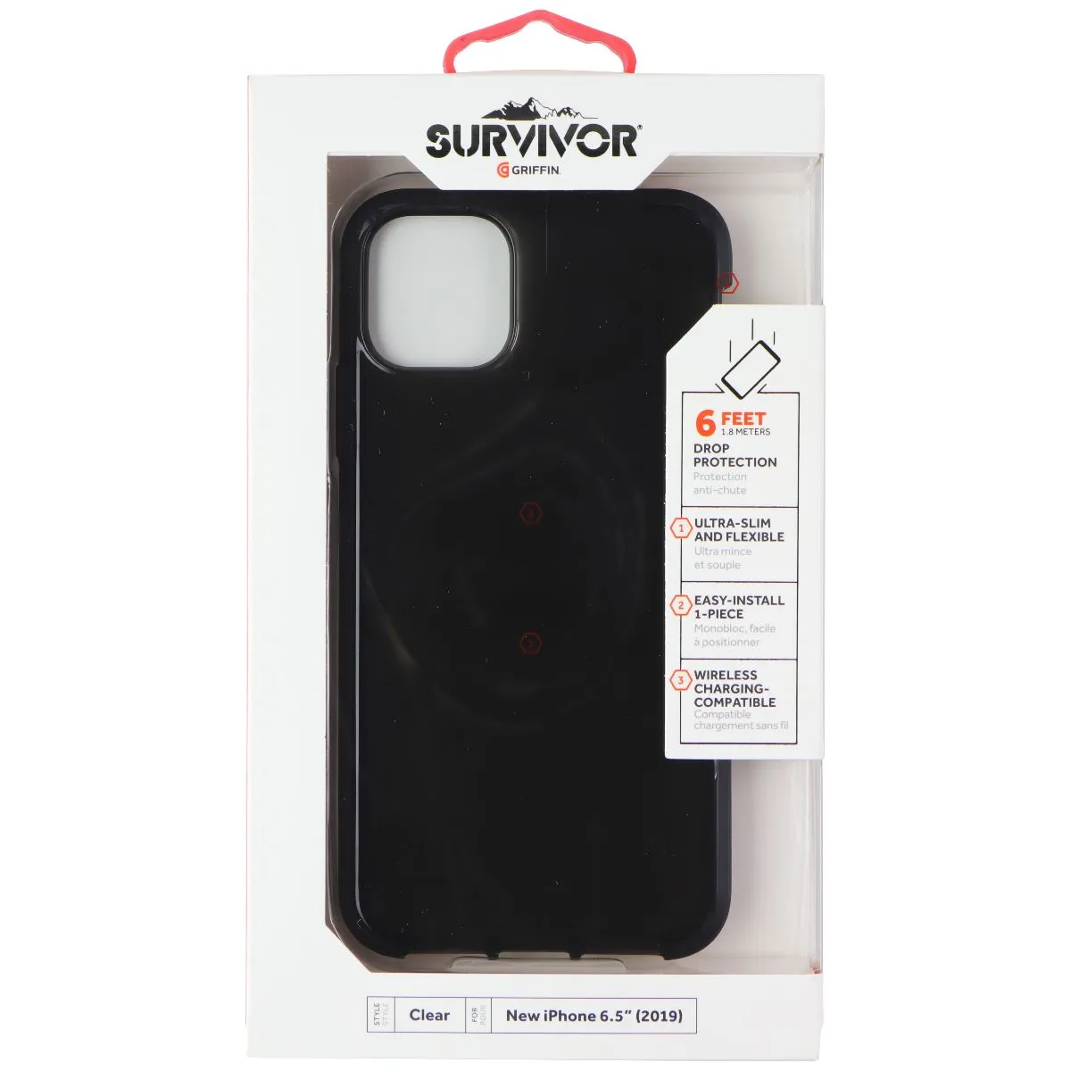 Griffin Survivor Clear Series Case for Apple iPhone 11 Pro Max - Black Modern Texture Strong Corners