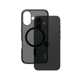 Student Friendly Shock Frame CARE by PanzerGlass? Urban Combat Case Smokey w. Black MagSafe iPhone 16