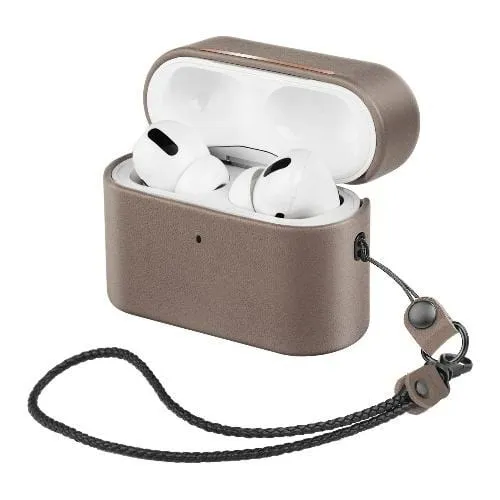 hybrid material case outdoor adventure earbuds protector Retro Sky Gray Leather Case - Apple AirPods Pro (1st Generation)
