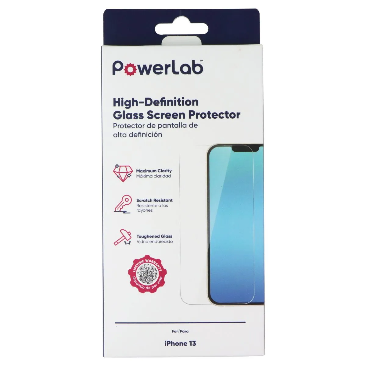 sleek phone design PowerLab High-Definition Glass Screen Protector for Apple iPhone 13 - Clear