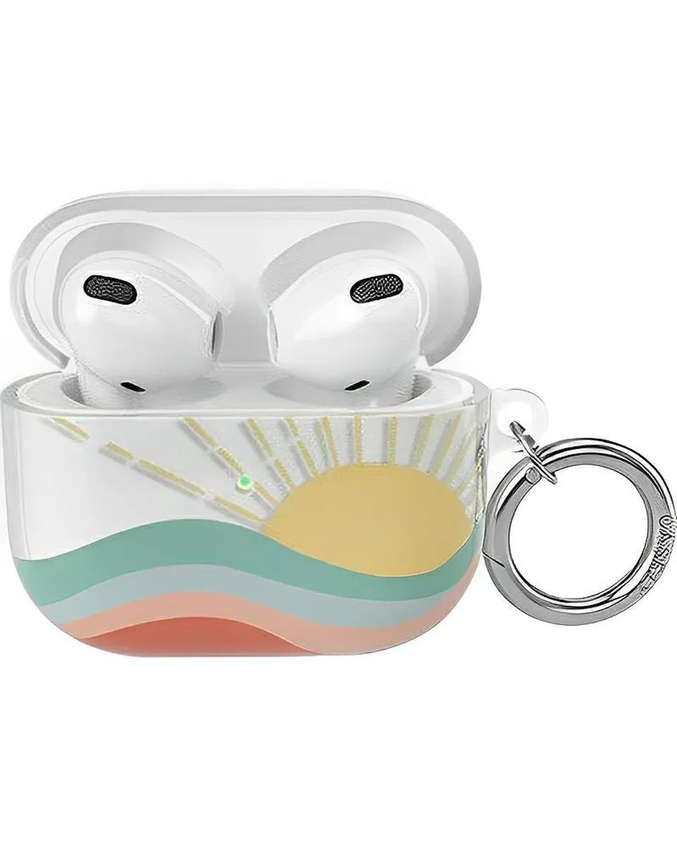 smart protective folio smart pen compatible Here Comes the Sun | Colorblock Sunset AirPods Case Smooth Surface