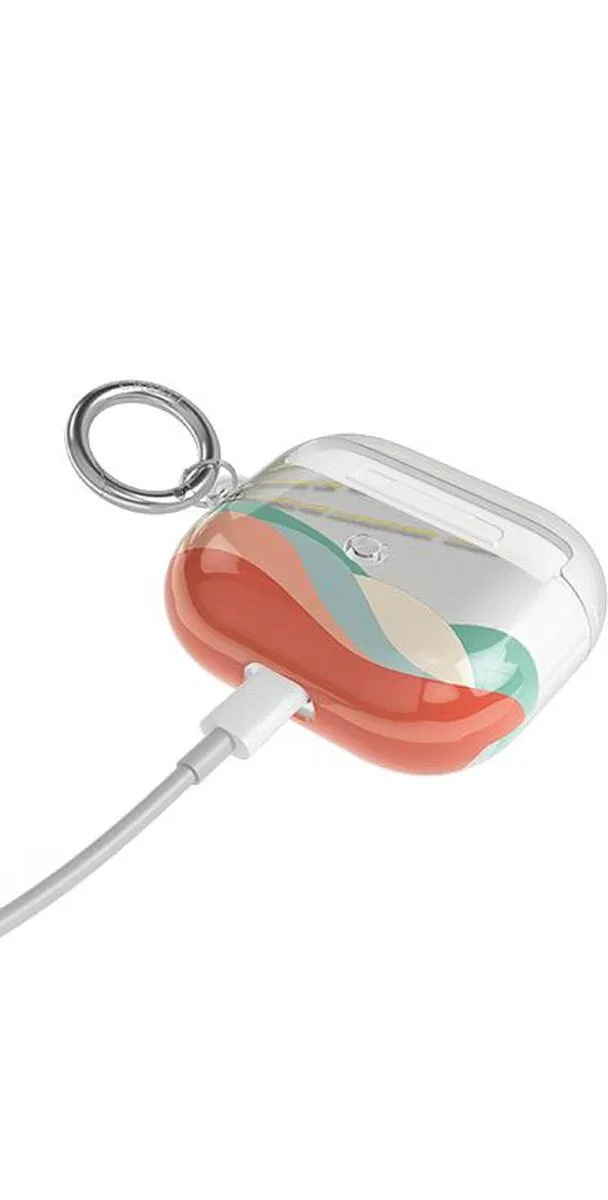 Here Comes the Sun | Colorblock Sunset AirPods Case Smooth Surface Tech Storage soft touch leather pad case