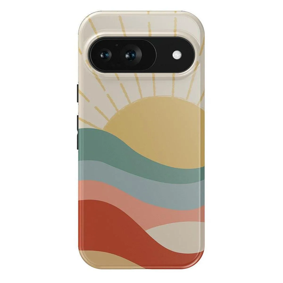 Textured Detail Smart Accessory Here Comes the Sun | Colorblock Sunset Google Pixel Case