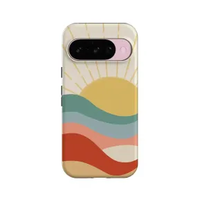 Light Finish Soft Surface Layer Here Comes the Sun | Colorblock Sunset Google Pixel Case