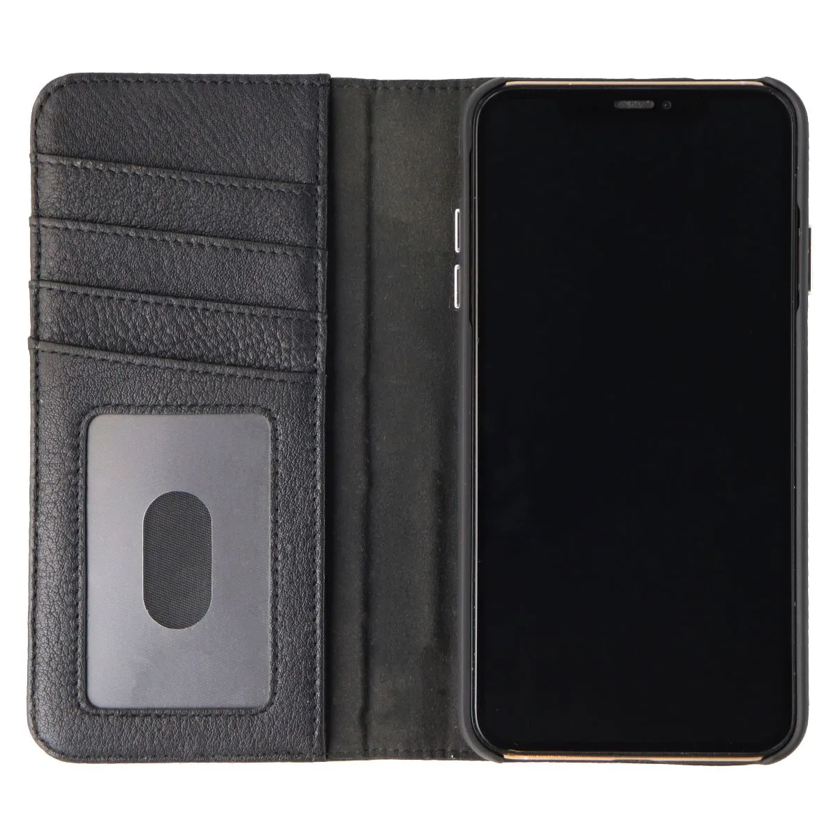 Polished Style Case-Mate Wallet Folio Genuine Leather Case for Apple iPhone XS Max - Black