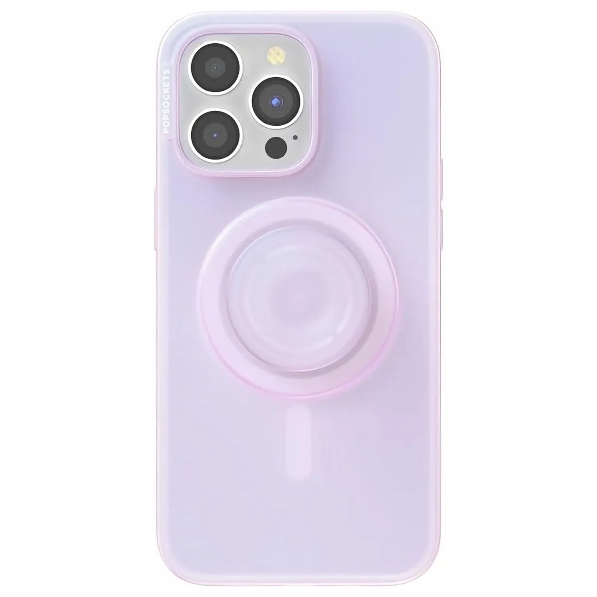 PopSockets PopCase for MagSafe for Apple iPhone 15 Pro Max - Opalescent Clear Luxury Texture Finish Professional Style