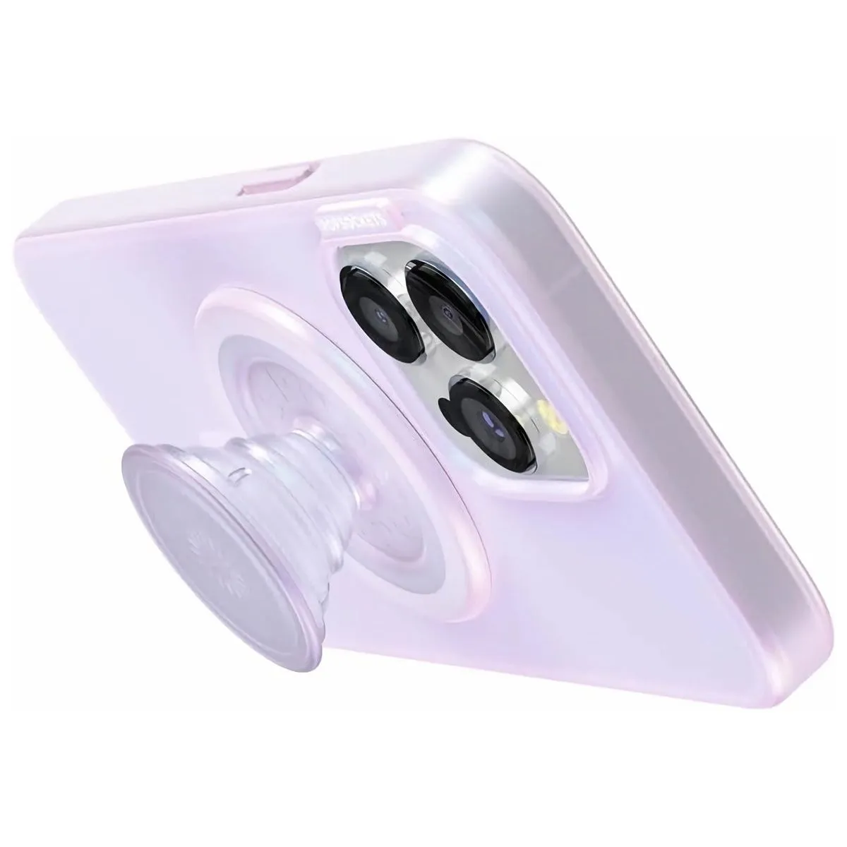 PopSockets PopCase for MagSafe for Apple iPhone 15 Pro Max - Opalescent Clear Minimal Build Texture Stylish grip