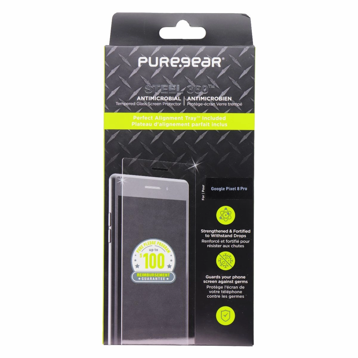 PureGear Steel 360 Screen Protector for Google Pixel 8 Pro - Clear Screen Safety Film