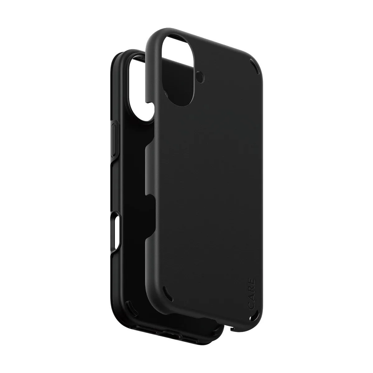 Matte Surface Design CARE by PanzerGlass? Double Defense Case Black iPhone 16 Plus