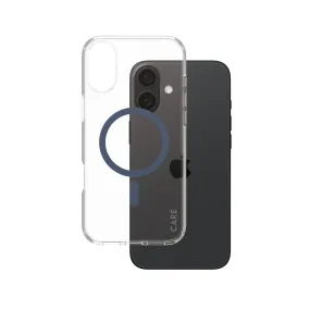 CARE by PanzerGlass? Urban Combat Case Transparent w. Blue MagSafe iPhone 16 Plus Protective Layer