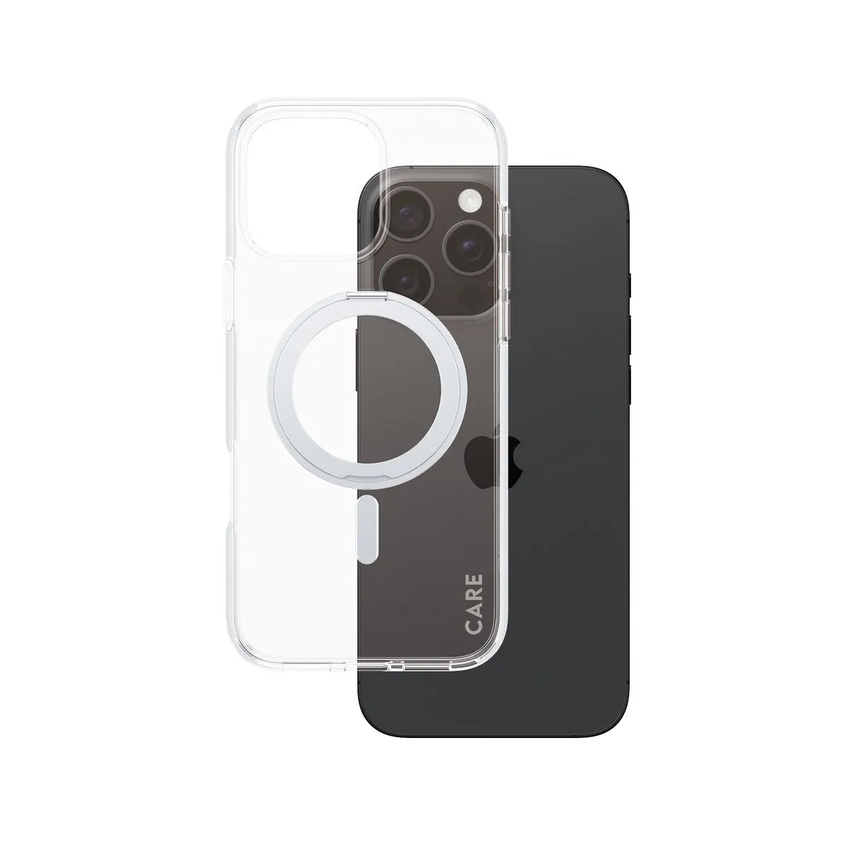 CARE by PanzerGlass? Case Transparent w. Silver Kickstand & MagSafe iPhone 16 Pro Max Color Finish