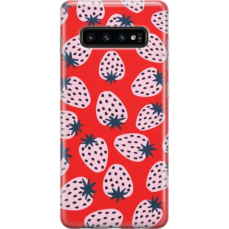 Soft Build Texture I'd Pick You | Red Strawberry Samsung Case