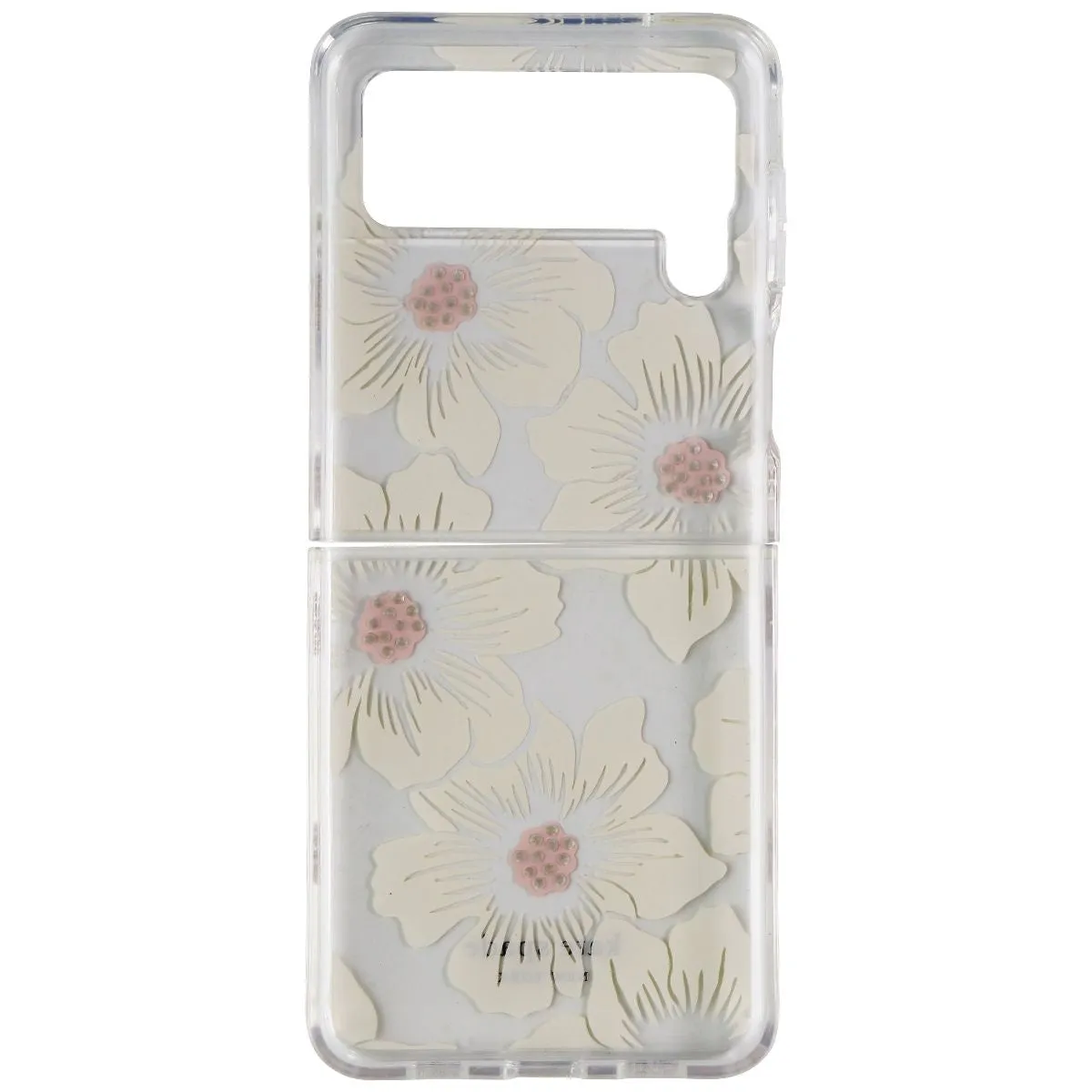 Kate Spade Protective Hardshell Case for Galaxy Z Flip3 5G - Hollyhock/Clear Water shield Refined Finish