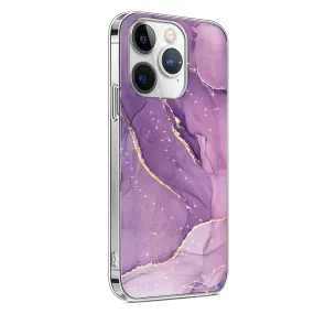 Matte Pattern Design Smooth Edge Design iPhone 15 Pro Max Purple Marble Case - Stylish Protection | Inspire Series