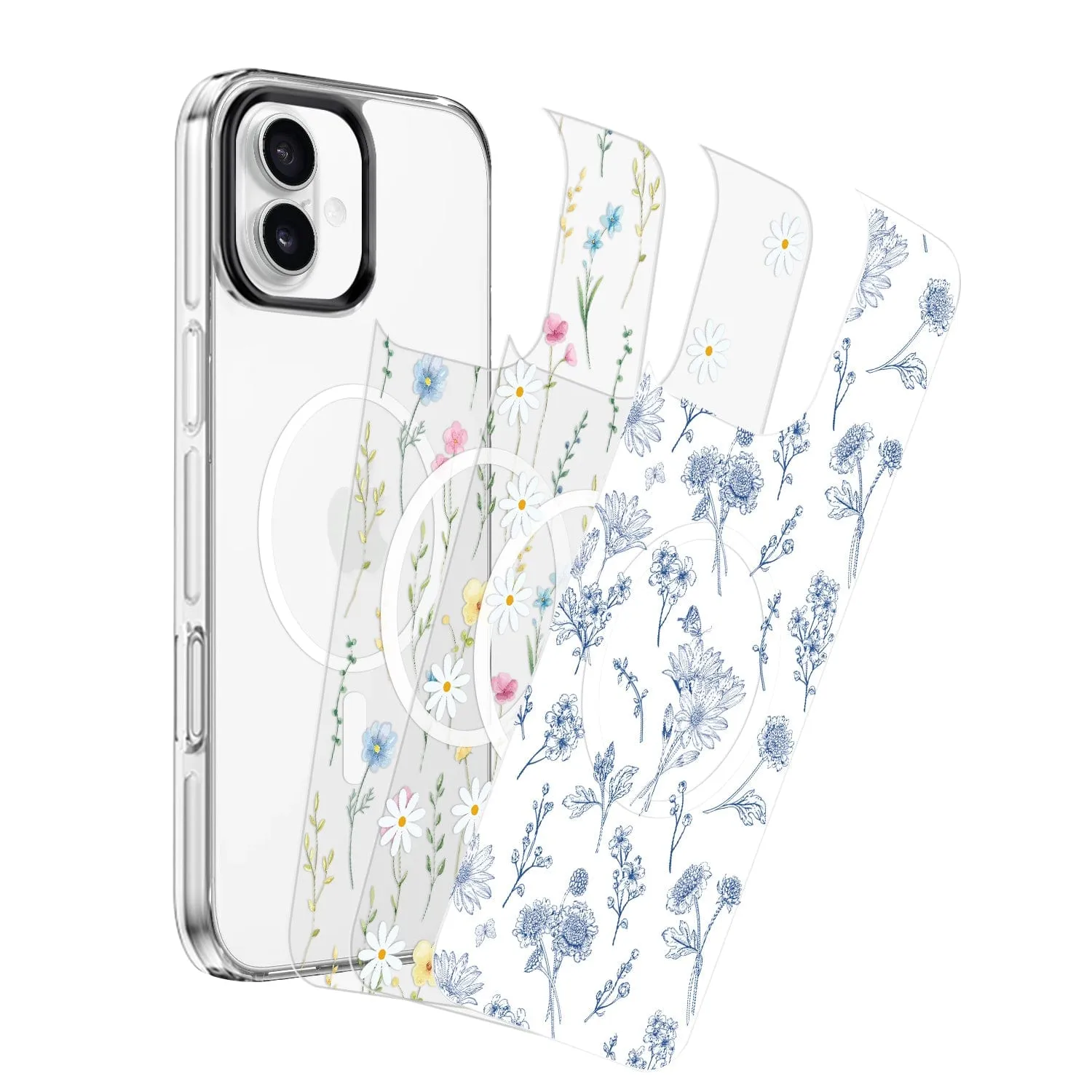 Scratch Guard Lightweight Build iPhone 16 Floral Design Case with Swappable Back - Wireless Charging | Inspire Series