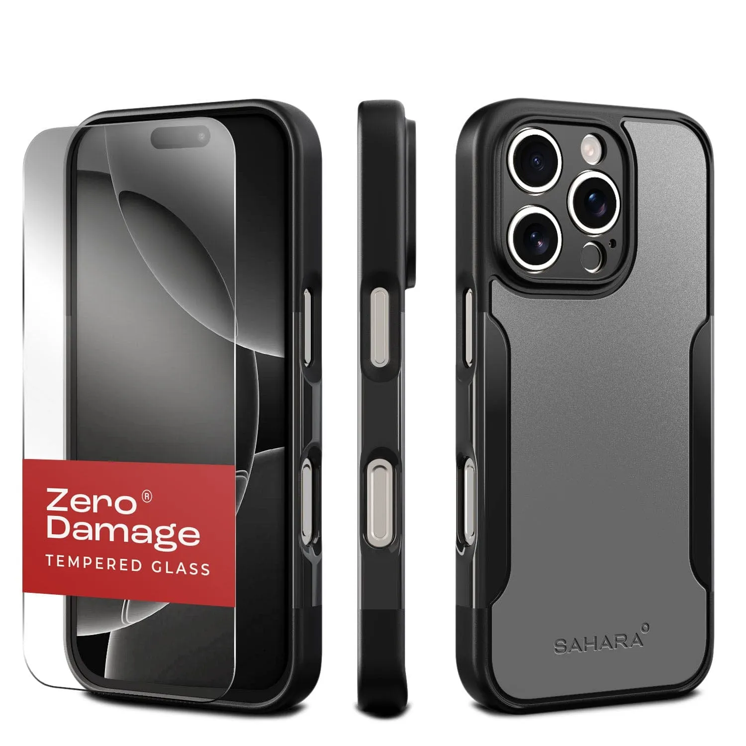 iPhone 16 Pro Max Rugged Case & Screen Protector Kit - MagSafe | Classic Series Luxury Detail Texture Protective Edge