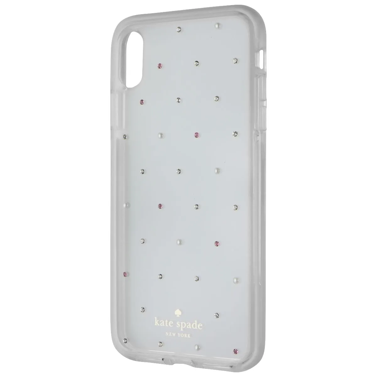 Luxury Texture Soft Design Kate Spade Defensive Hardshell Case for Apple iPhone XS Max - Clear/Pin Dot Gems