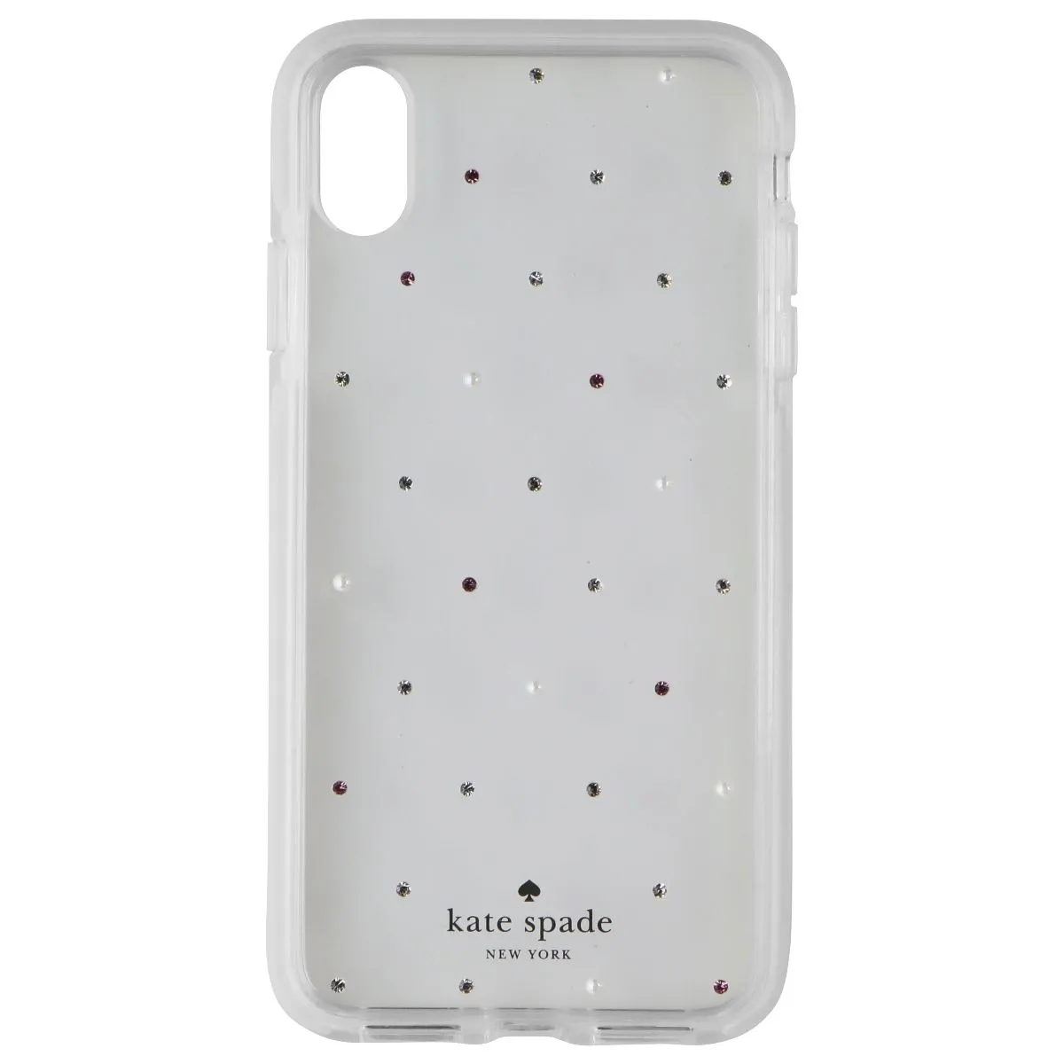 Kate Spade Defensive Hardshell Case for Apple iPhone XS Max - Clear/Pin Dot Gems Strong Frame