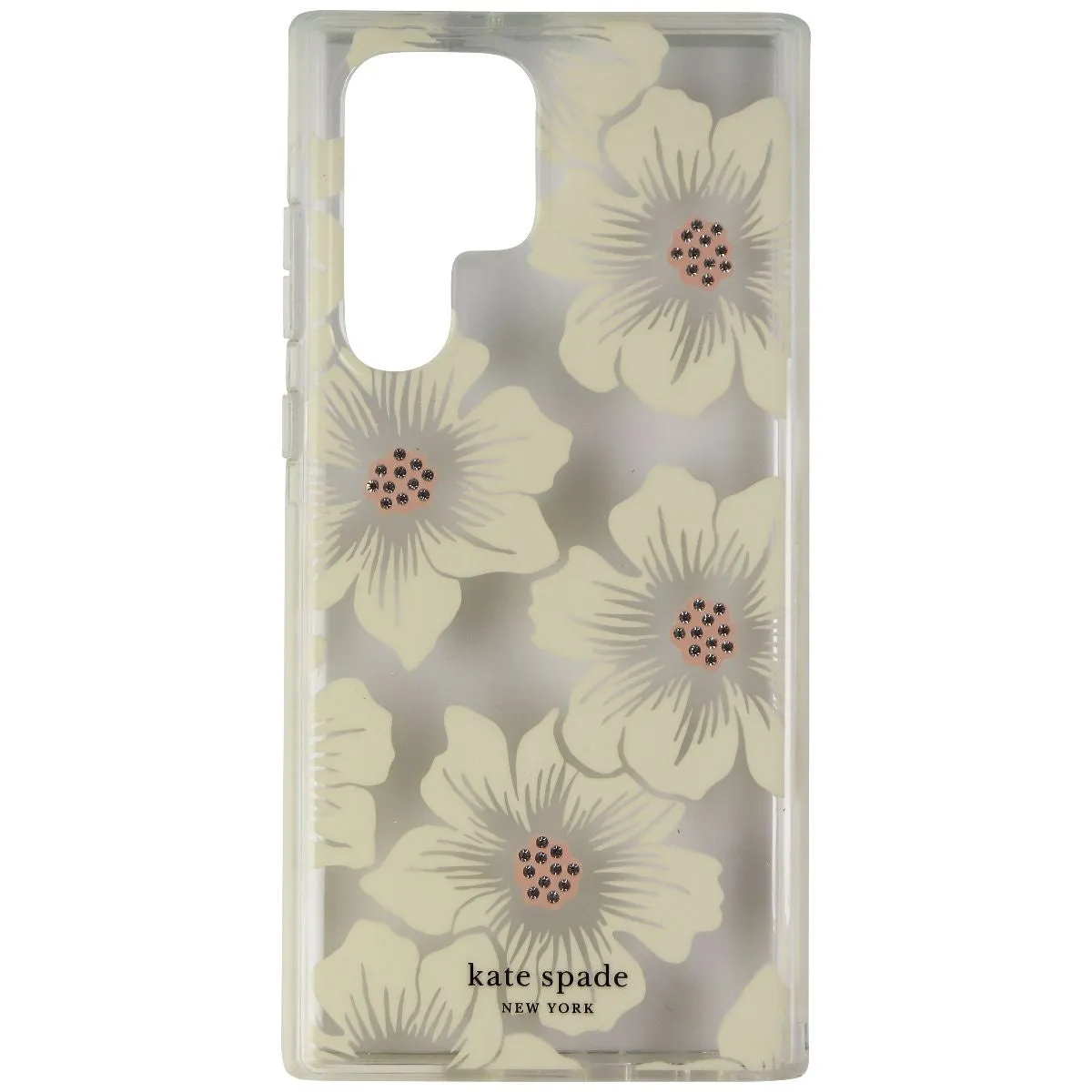 Kate-Spade Defensive Hardshell Case for Galaxy S22 Ultra - Hollyhock Floral Clear Edge