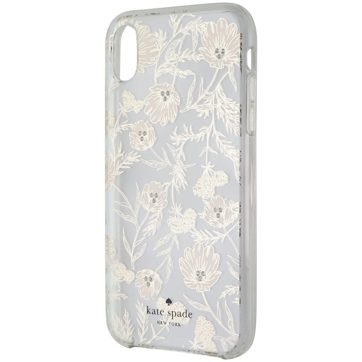Kate Spade Hardshell Case for Apple iPhone XR - Clear / Pink Blossoms / Gems Lightweight Protection Soft Feelings