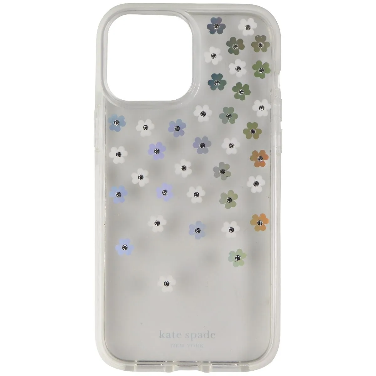 Kate Spade Hardshell Case for iPhone 13 Pro Max - Iridescent Scattered Flowers Elegant Finish Comfort Shield Texture