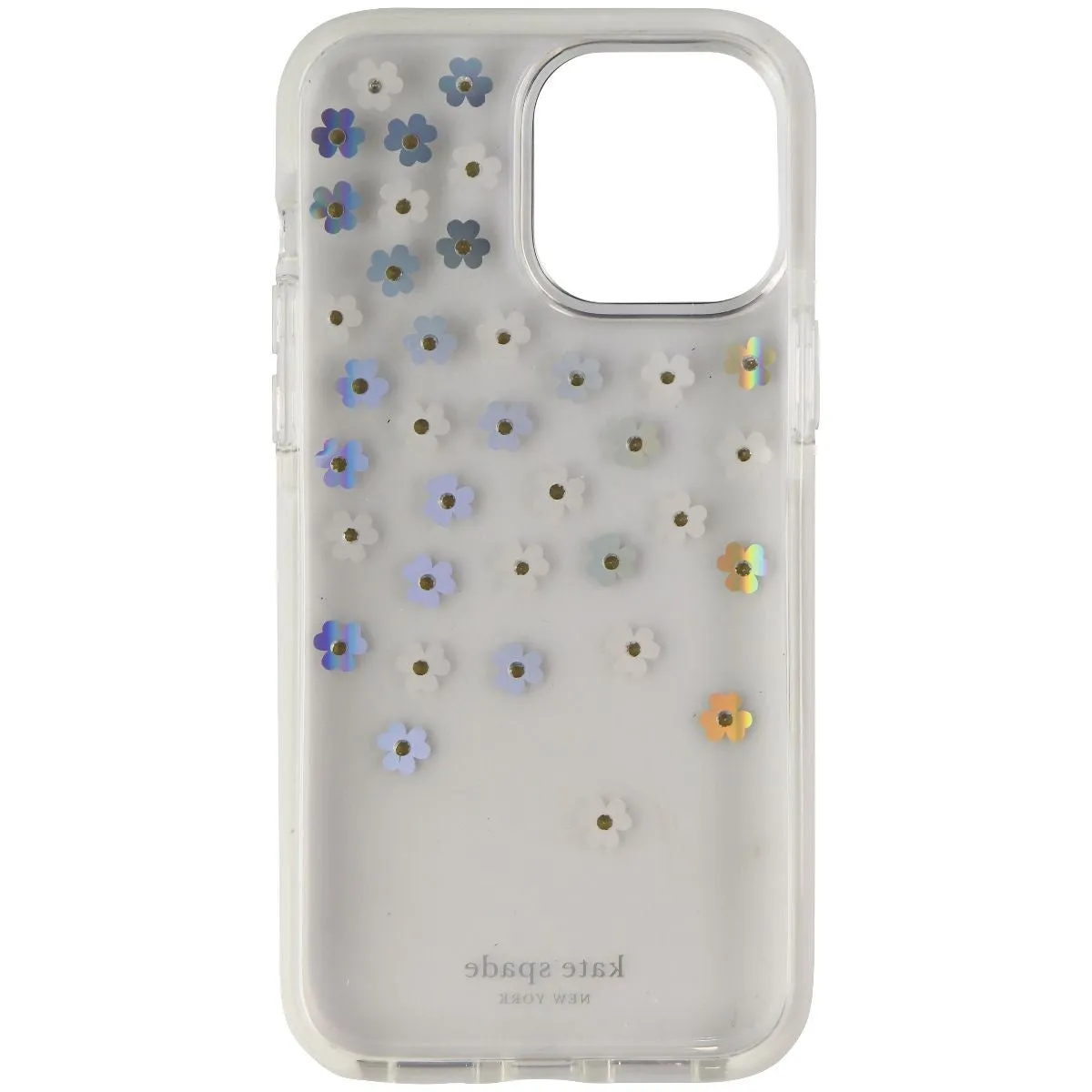 Rugged Texture Design Kate Spade Hardshell Case for iPhone 13 Pro Max - Iridescent Scattered Flowers
