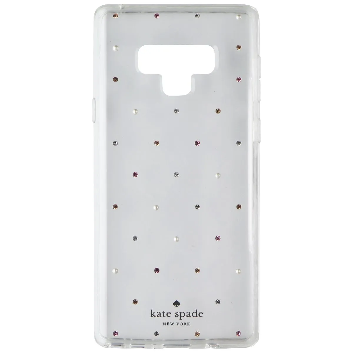 Hybrid Form Kate Spade Hardshell Case for Samsung Galaxy Note9 - Clear with Pin Dot Gems