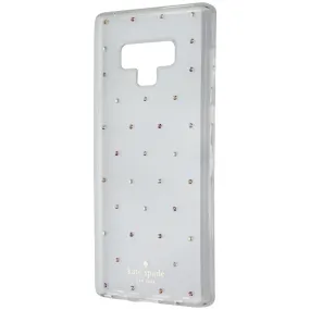 Stylish Finish Glossy Texture Layer Kate Spade Hardshell Case for Samsung Galaxy Note9 - Clear with Pin Dot Gems