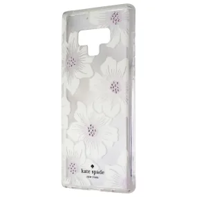 Compact Build Minimal Edge Kate Spade Hardshell Case for Samsung Galaxy Note9 - Clear/Hollyhock Floral/Gems