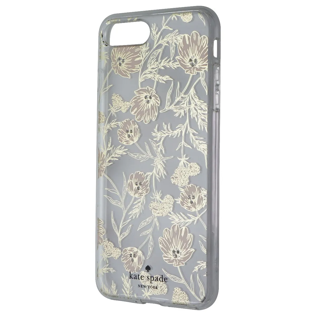 Minimal Pattern Texture Kate Spade Hybrid Case for iPhone 8 Plus / 7 Plus - Clear / Pink Blossoms / Gems