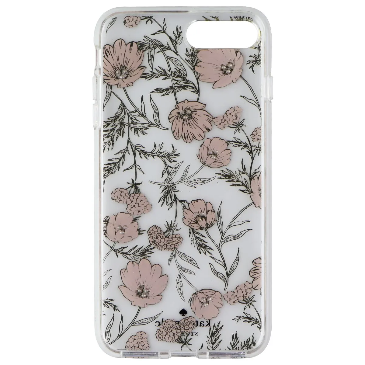 professional accessory Shock absorption Kate Spade Hybrid Case for iPhone 8 Plus / 7 Plus - Clear / Pink Blossoms / Gems