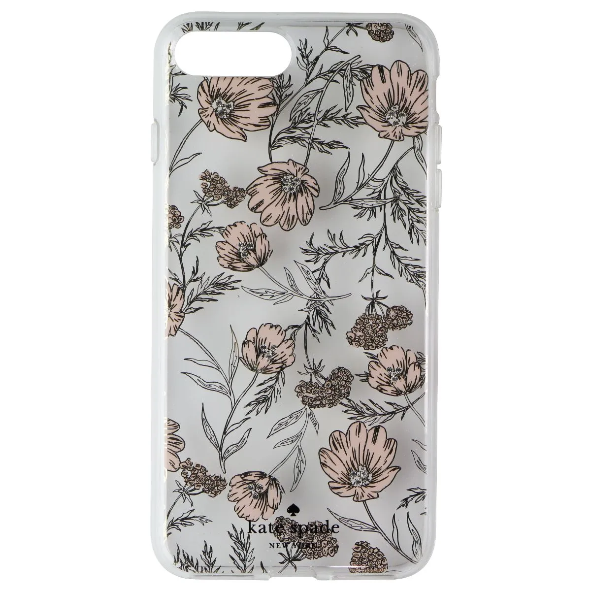 Kate Spade Hybrid Case for iPhone 8 Plus / 7 Plus - Clear / Pink Blossoms / Gems Matte Build