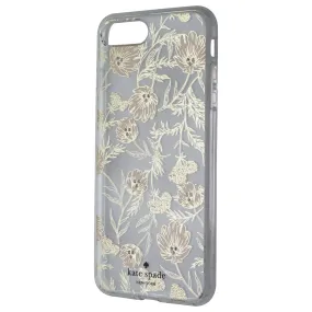 Minimal Pattern Texture Kate Spade Hybrid Case for iPhone 8 Plus / 7 Plus - Clear / Pink Blossoms / Gems
