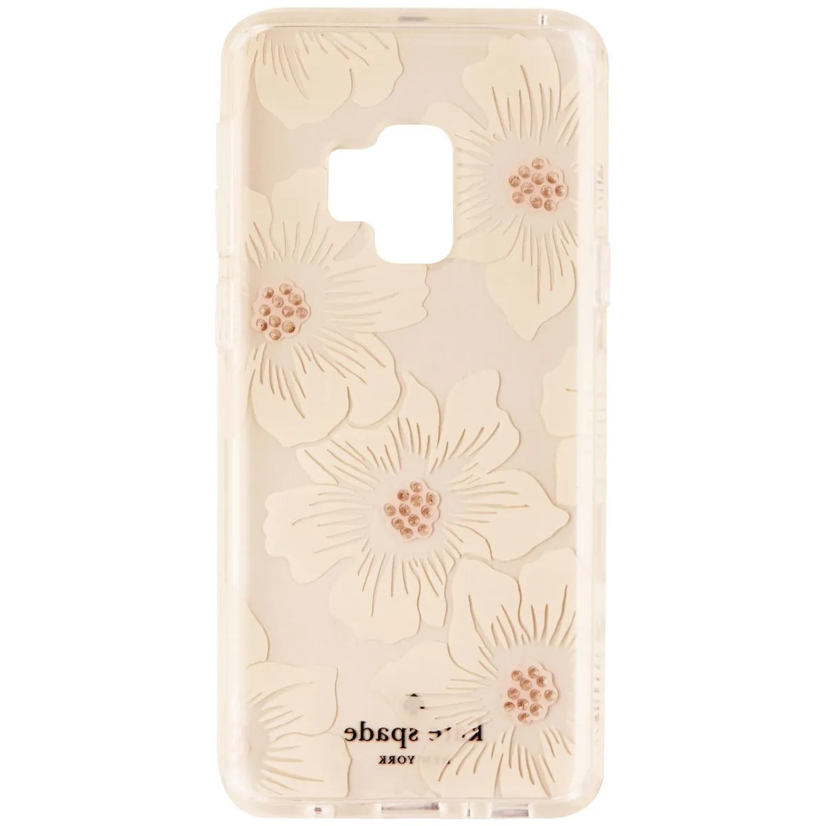 Shock Surface Kate Spade Hybrid Hardshell Case for Galaxy S9 - Clear/White Jewel Flower