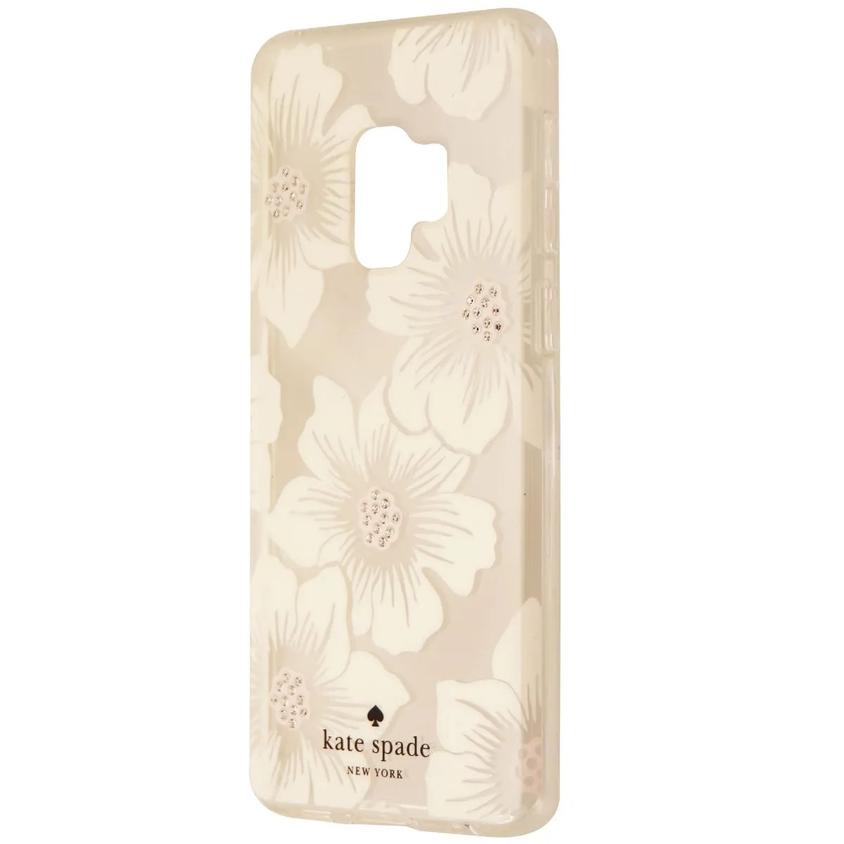 Kate Spade Hybrid Hardshell Case for Galaxy S9 - Clear/White Jewel Flower Matte Detail Soft Protection