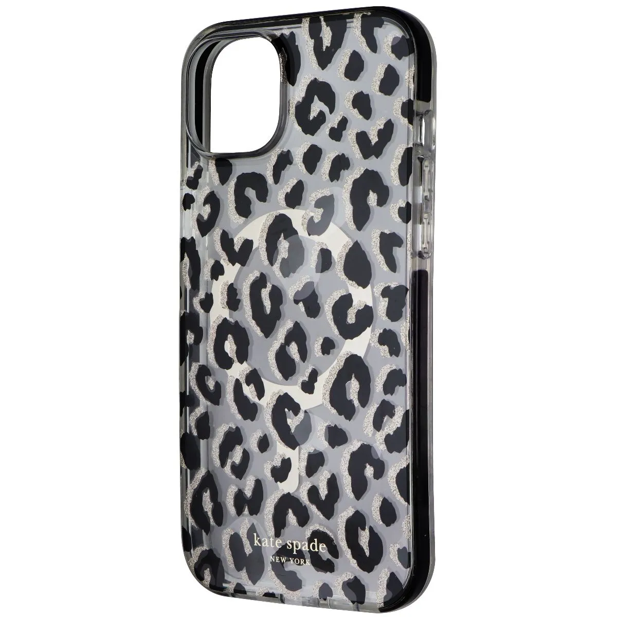Kate Spade New York MagSafe Case for iPhone 15 Plus - City Leopard Glitter Grip Texture Soft Cushion