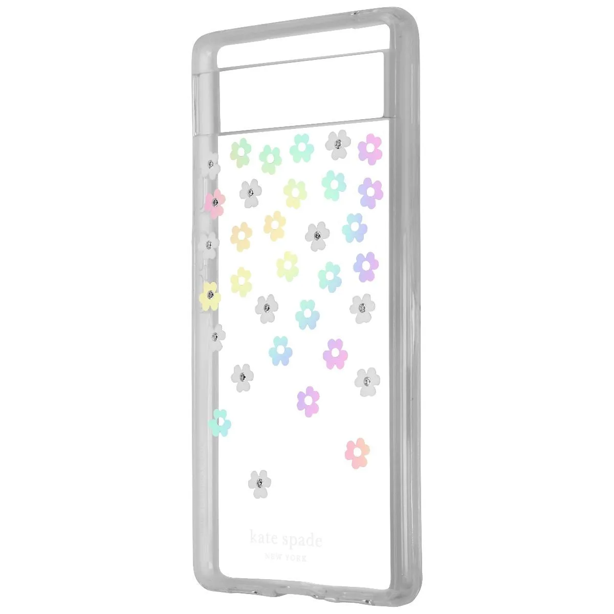 Soft Shape Perfect Fit Kate Spade Protective Hardshell Case for Pixel 6a - Scattered Flowers/Iridescent