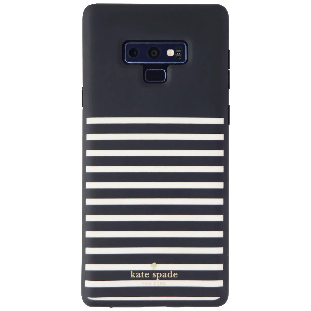 Drop Defense Durable Finish Layer Kate Spade Soft Touch Case for Samsung Galaxy Note9 - Feeder Stripe Black/Cream