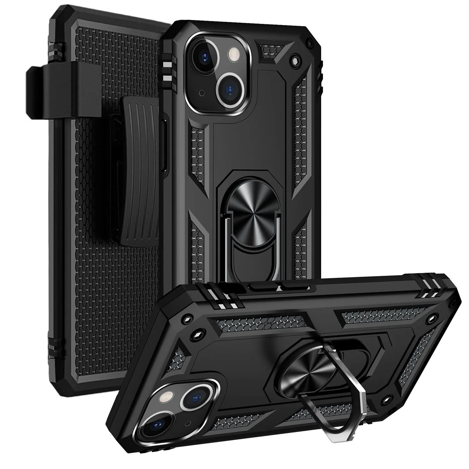 Strong Shell Urban Texture Raider Series Kickstand Case with Belt Clip - iPhone 13 Mini