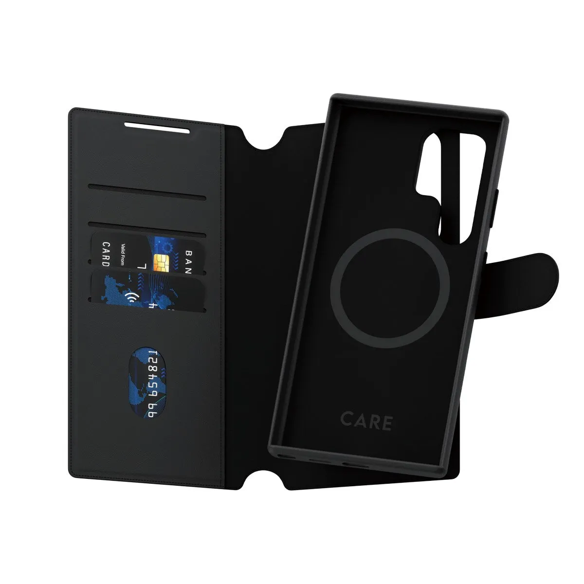 CARE by PanzerGlass? Tango Two-in-One Wallet Case w. Qi Compatible Samsung Galaxy S24 Ultra Matte Touch Trendy Accessory