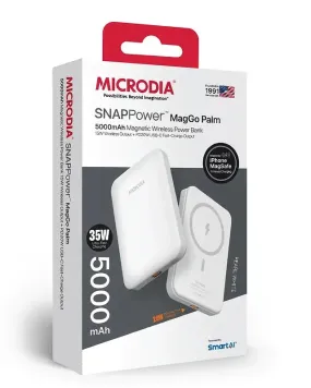MICRODIA SNAPPower? MagGo Palm, 5000mAh / 10000mAh Magnetic Wireless Power Bank with 15W Wireless Output   PD20W USB-C Fast-Charge Output Luxury Shine