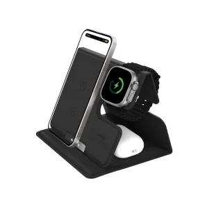 MICRODIA CHARGINGStation? FOLIO, 23W 3-in-1 Portable Foldable Dual-Coil Wireless Charging Station Affordable option