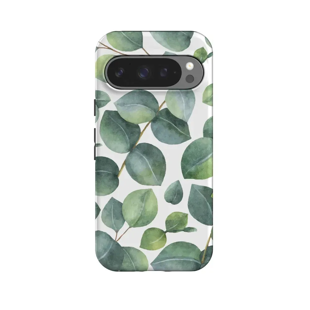 Drop Protection Leaf Me Alone | Green Floral Print Google Pixel Case