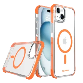MICRODIA CRYSTAL GEAR? High Transparency Protective iPhone Case - Orange Rugged Build Texture Clear Surface